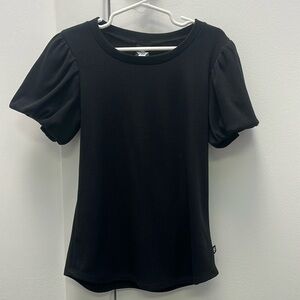 Pixie Lane Girls Ribbed Puff Sleeve Top - black size 8